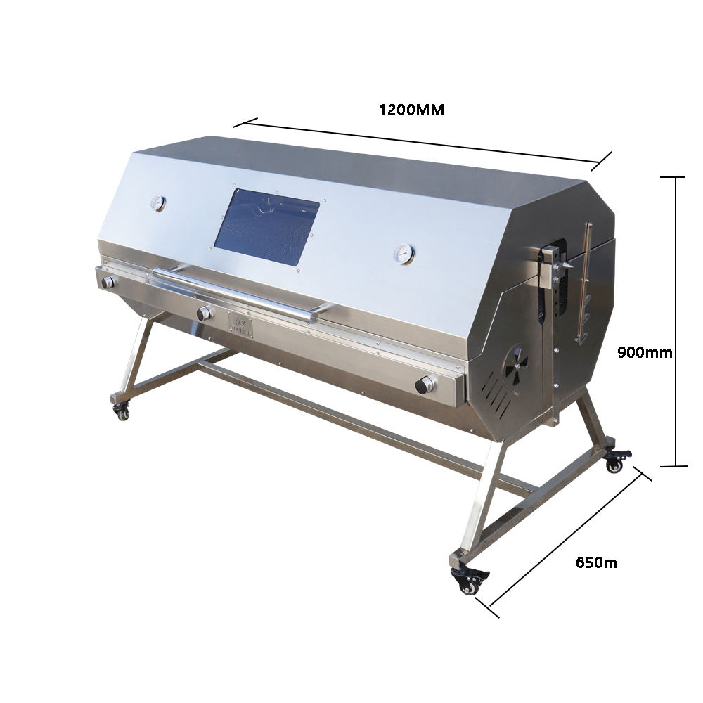 Adjustable Stainless Steel Gas Grill Spit Roaster with Double Burners