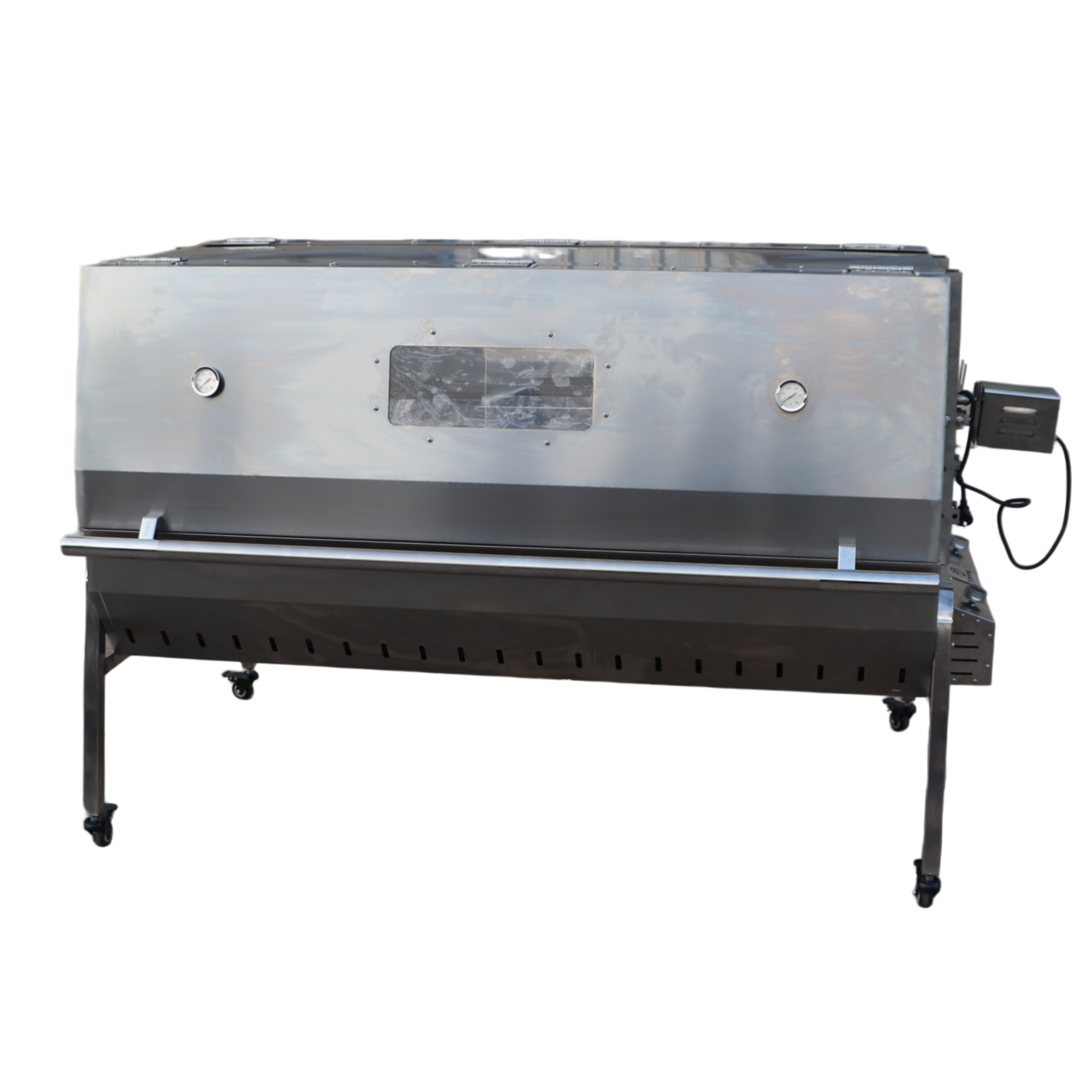 Double Lid Rotisserie Spit Roaster | Dual Fuel Commercial BBQ Grill