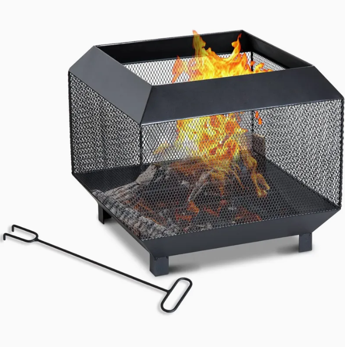 Contemporary Round Outdoor Firepit With Wood