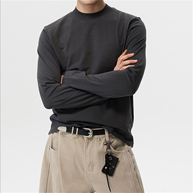 Unisex American Vintage Solid Color Long Sleeve Tee - 100% Cotton Basic Essential, Crew Neck, Oversized Relaxed Fit Layering Casual Top