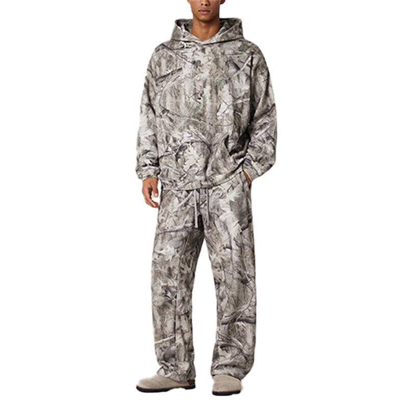 Men's Camouflage Fleece Hoodie, Street Hiphop Style Warm Hooded Sweatshirt for European & American Cross Border
