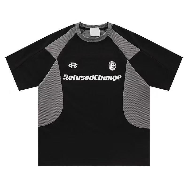 Men's Summer Trendy Textured Plaid Color Block Sports Short Sleeve Tee - Relaxed Fit Biker Style Casual Crew Neck Top