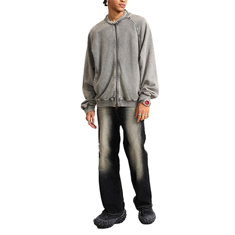 Men's American Vintage Heavyweight Washed Open Front Jacket, Relaxed Fit Casual Outerwear