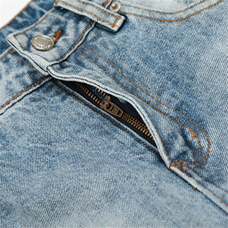 Wholesale Light Wash Distressed Baggy Jeans Men Vintage Ripped Wide Leg Streetwear Loose Fit Denim Pants