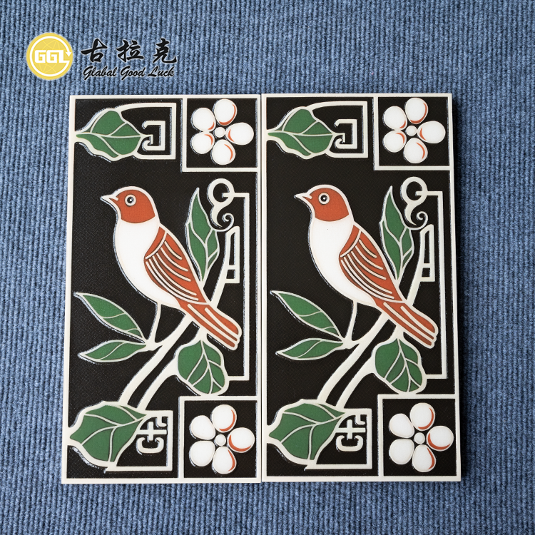 Exquisite Enamel Tile Unique Bird Pattern Ceramic Tile