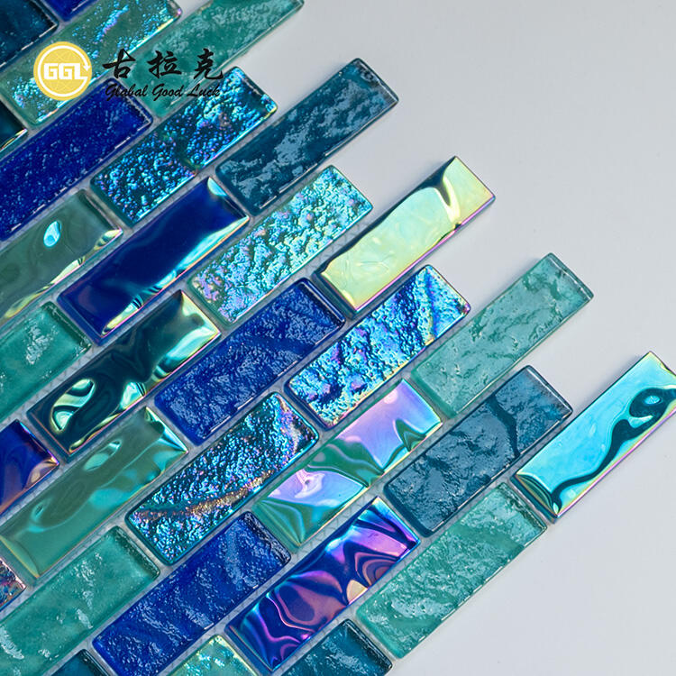 Blue Green Crystal Glass Mosaic Pool Mosaic Tile Interior Wall Tiles