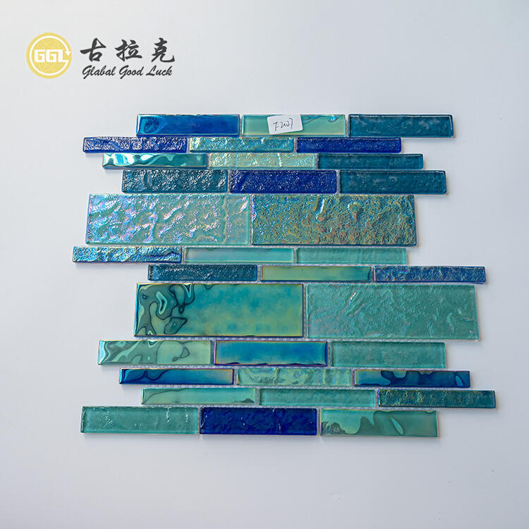 Rainbow Glass Strip Design Mosaic Tile Wall Tiles Bathroom Wall Decor