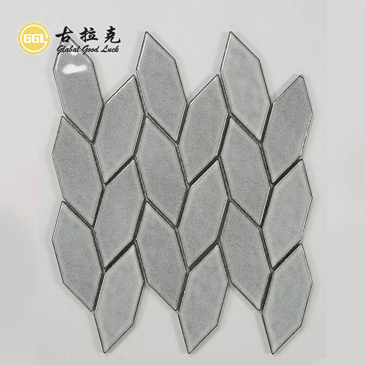 Diamond Shape Polished Glazed Ice Crack Ceramic Tile for Floor Wall Decor