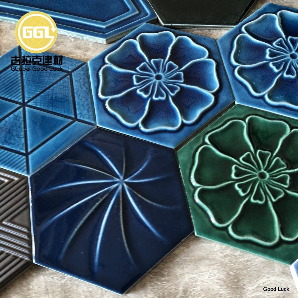 Hexagon Tile Mosaic Home Villa Ceramic Mosaic Art Flower Tiles