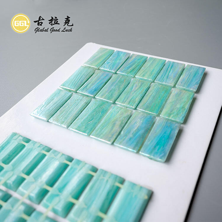 New Light Green Glass Mosaic Tile Dot-Mounted Pool Mosaic Tiles