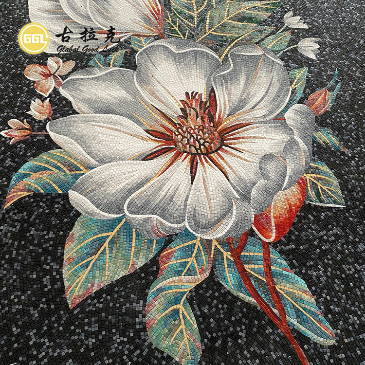 Mural Mosaic Glass Tile Flower Customized Hand-made for Wall Decor