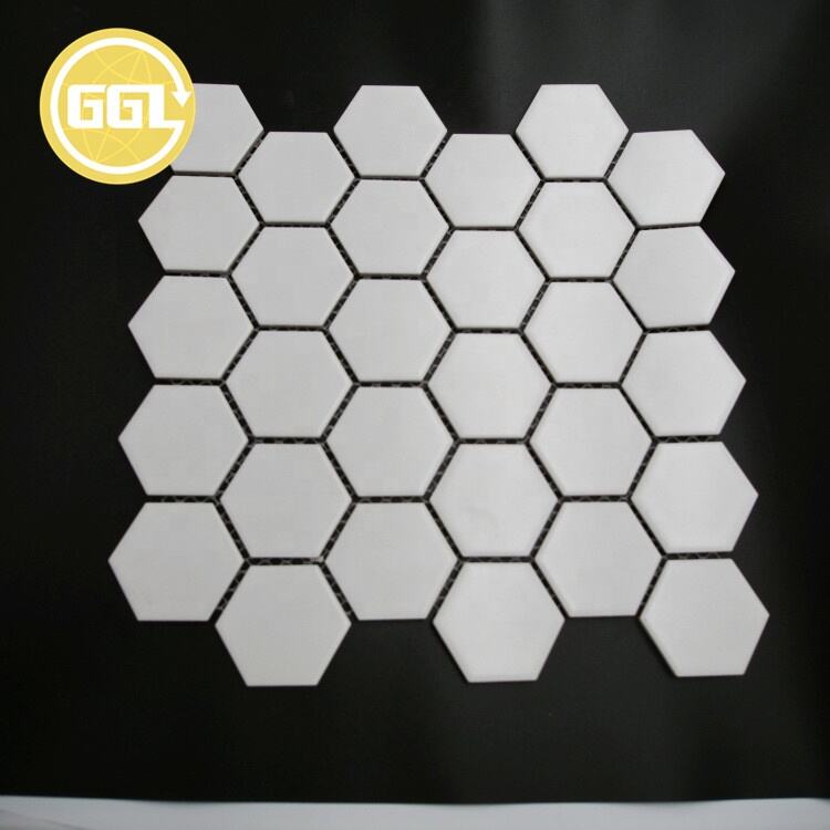 Hexagon Ceramic Mosaic Tile White Porcelain Tile for Bathroom Wall Floor Decor