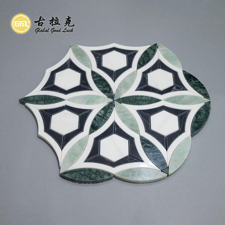 New Design Flower Pattern Green Marble Mosaic Tile For Wall Floor Decor