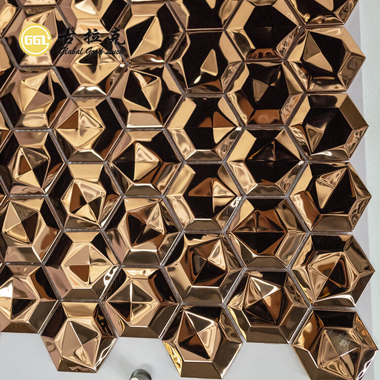 3D Hexagon Background Solid Metal Mosaic Tile