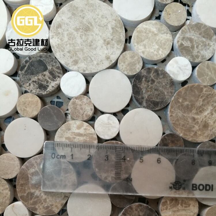 Emperador Dark Mix Light Random Penny Round Shape Mosaic Tile 