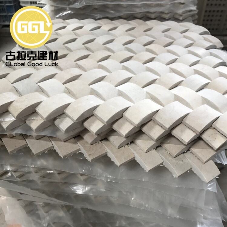 Crema Marfil Marble Basket weave Marble Mosaic For Wall Tiles