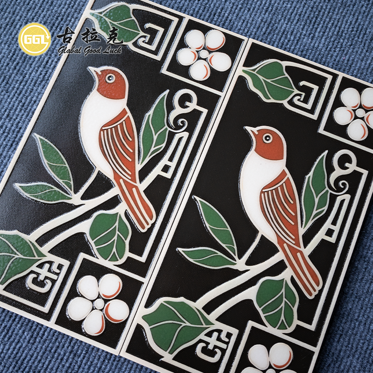 Exquisite Enamel Tile Unique Bird Pattern Ceramic Tile