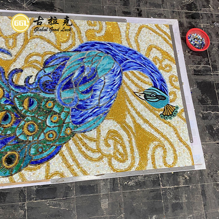 Pavo Murale Design Decoratio Customizata Vitrum Mosaicum Puzzle