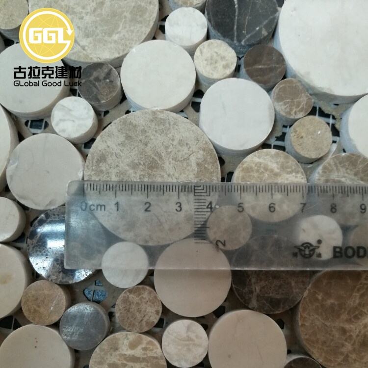 Emperador Dark Mix Light Random Penny Round Shape Mosaic Tile 