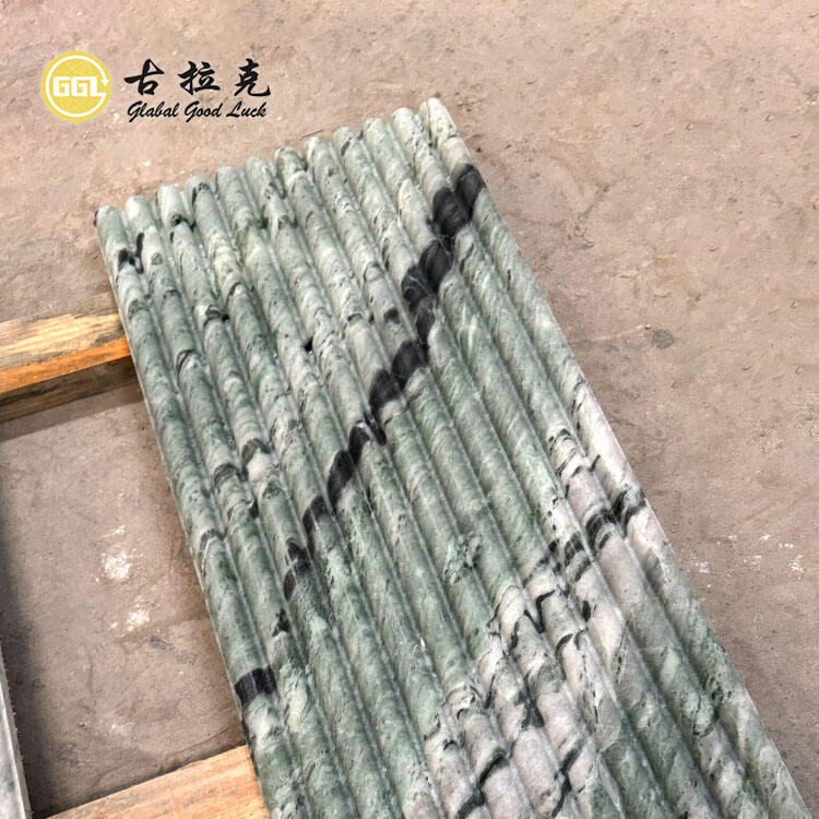 Natural Green Polished Surface Concave Feature Fluted Marble Wall Panel