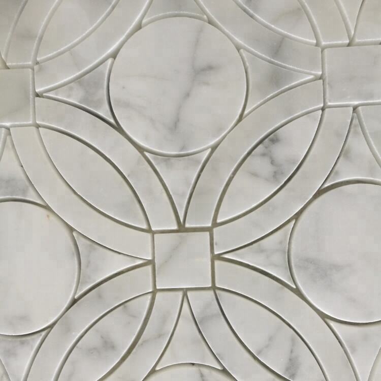 Round Shape Parquet Feature Waterjet Marble Mosaic for Wall Backsplash Decor