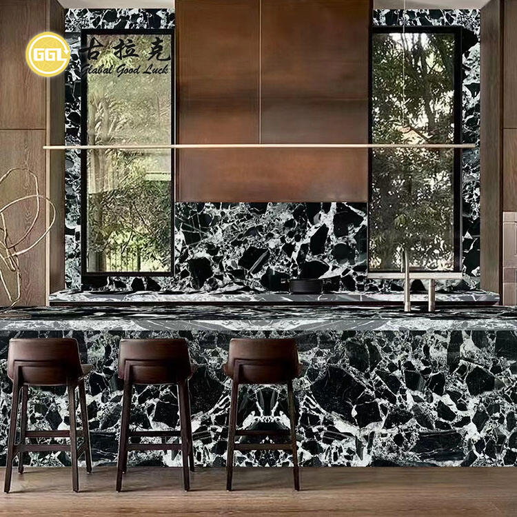 Bulgari Black Slab Marble for Interior Wall and Floor Stair Tiles Project