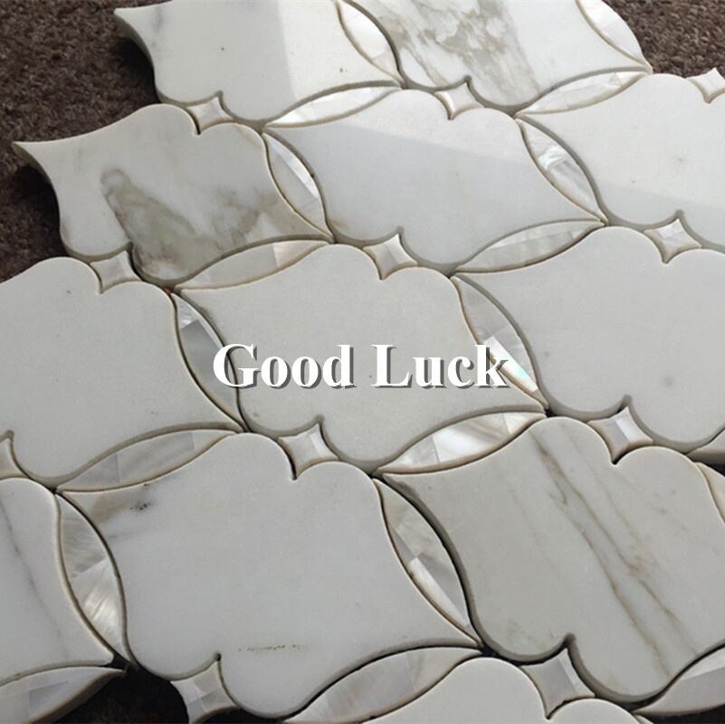 Calattaca Gold Marble Mix Shell Waterjet Wall Decor Mosaic Flooring Tile