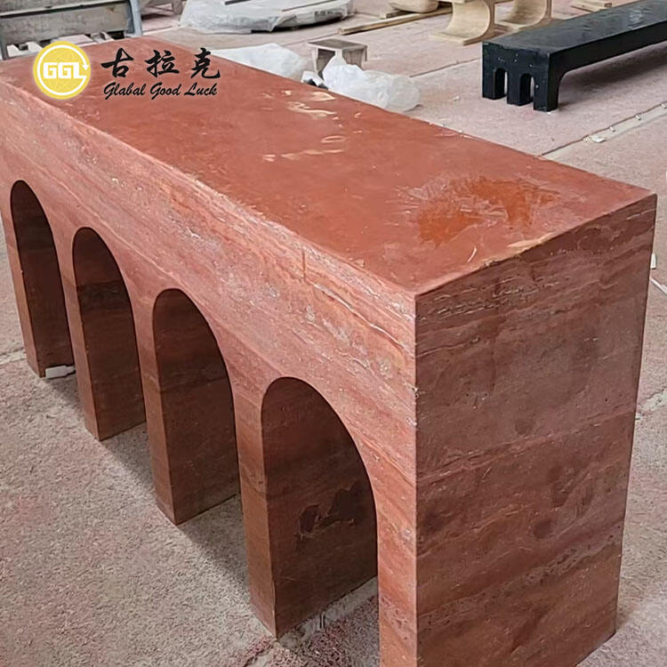 طاولة رخام ترافرتين طبيعي تصميم فاخر طاولة كونسول