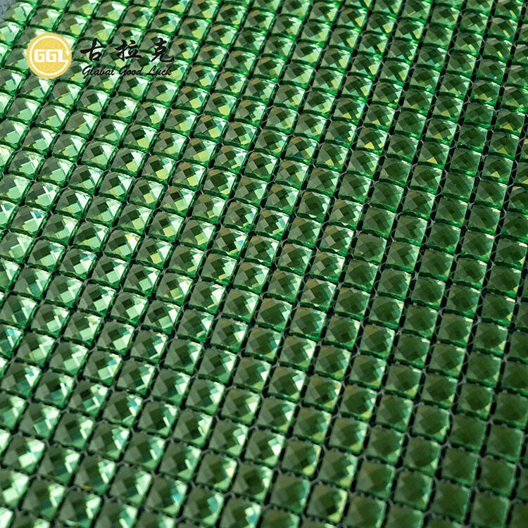 Crystal Green Square Diamond Surface Glass Mosaic Tiles Interior Decoration