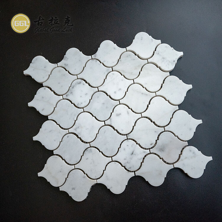 Lantern Shape Stone Carrara White Marble Mosaic Tile Suitable for Home Villa Decor