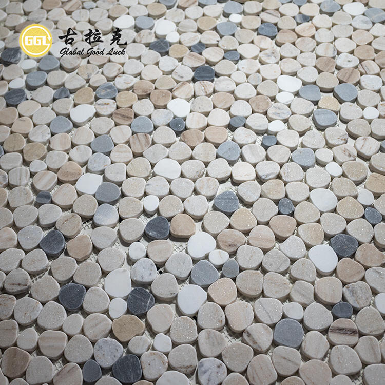 Riverstone Round Stone Mosaic Tile for Wall Garden Flooring Decor