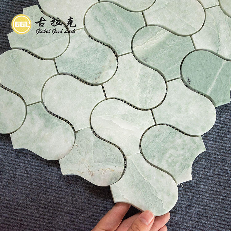 Natural Green Unique Shape Marble Mosaic For Bathroom and Kitchen Tiles