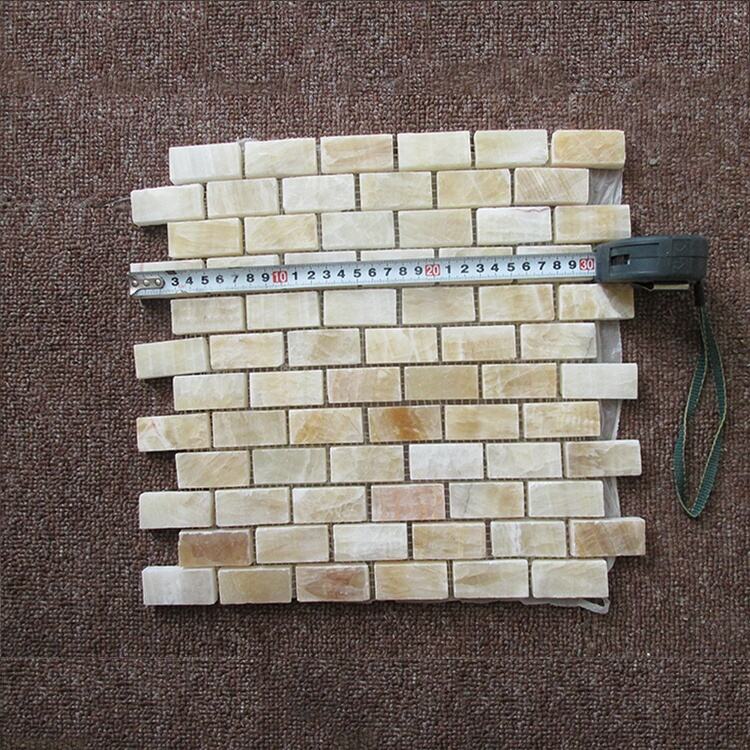 Nature Marble Honey Onyx Brick Strip Marble Mosaic Tile 