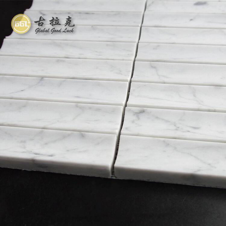 Honed Surface Concave Feature Fluted Tile Carrara White Marble Wall Tiles