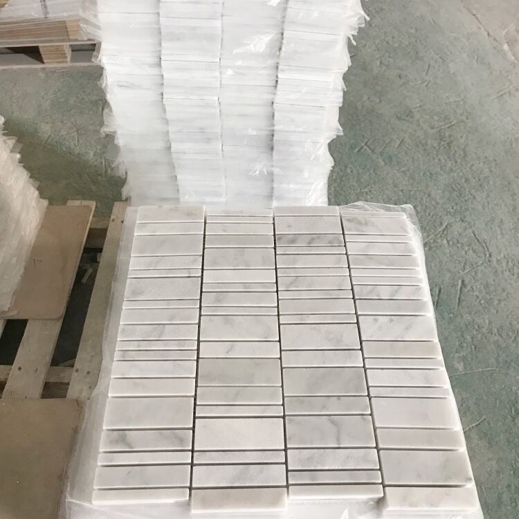 Carrara White Marble Random Strip Mosaic Home Wall Flooring Tile