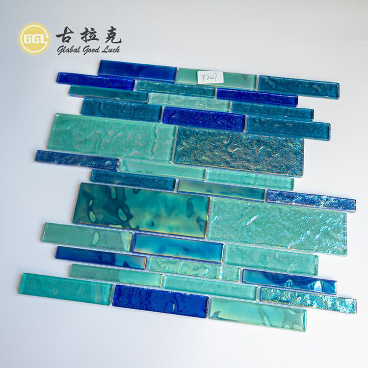 Rainbow Glass Strip Design Mosaic Tile Wall Tiles Bathroom Wall Decor