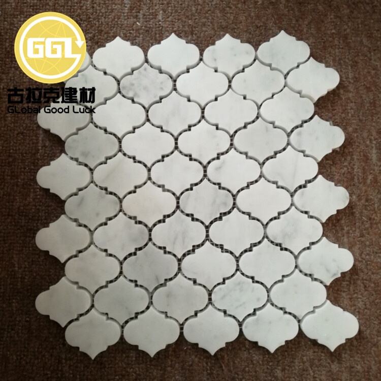 Carrara White Marble Lantern-Shaped Mosaic Wall Flooring Tiles