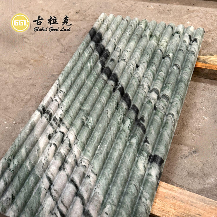 Natural Green Polished Surface Concave Feature Fluted Marble Wall Panel