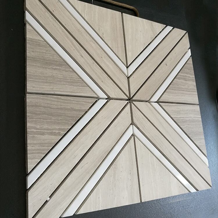 Wood Grain Marble Square Shape Marble Mosaic Tile