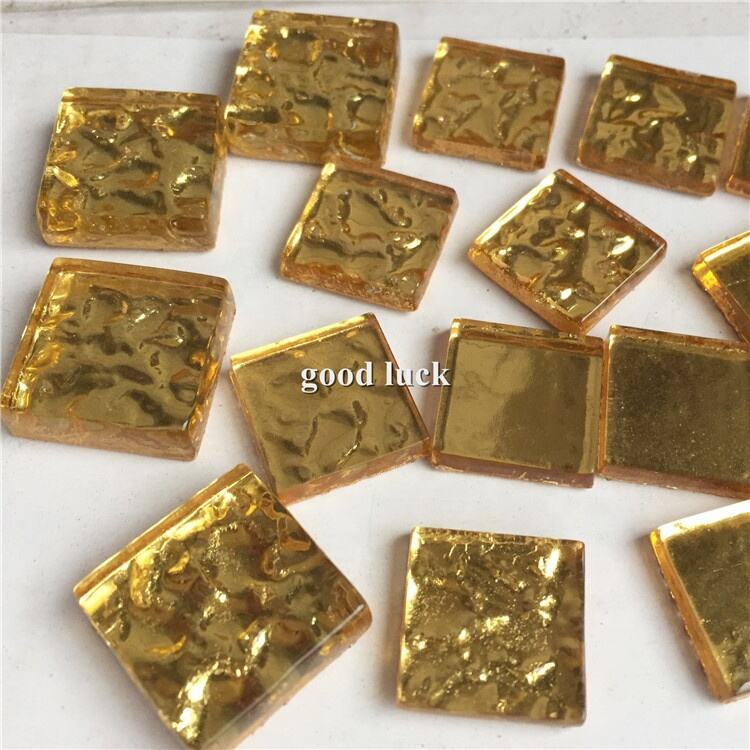 Mini Square Shape Gold Foil Glass Mosaic For Wall Tile