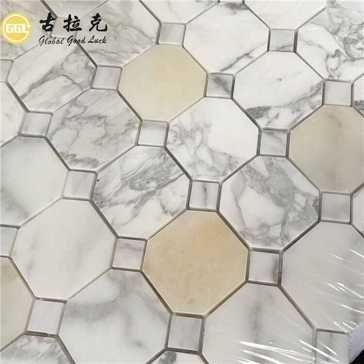 Calacatta Gold Marble Octagon Shape Marble Mosaic For Floor/Wall Tiles