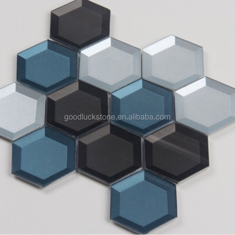 Hexagon Shape Colorful Mosaic Tile Glass Mosaic For Wall