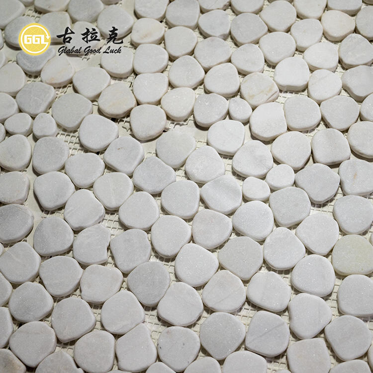 Natural White Marble Tumbled Mosaic Tile for Interior  Floor Wall Decoration