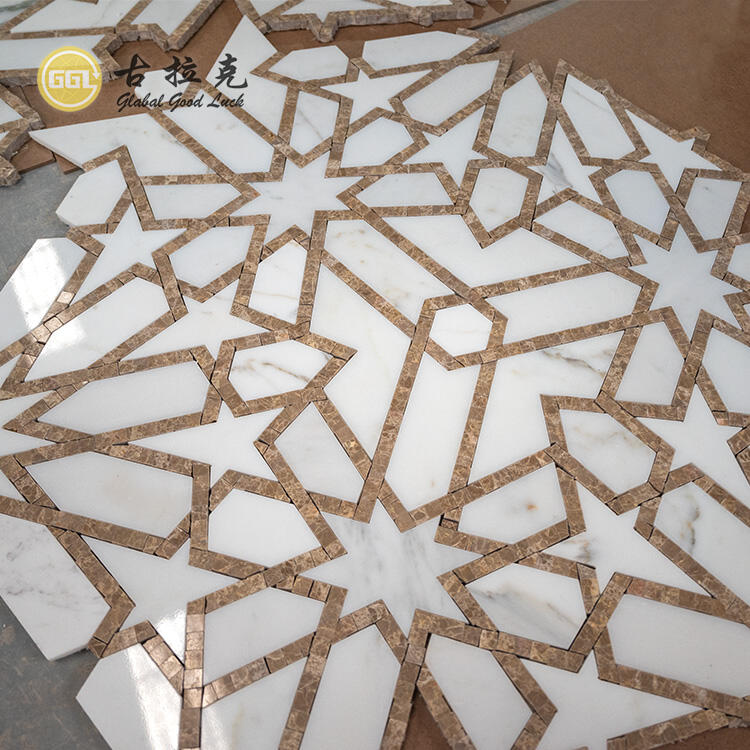 Modern Design Marble Star Parquet Feature Waterjet Mosaic Tile For Wall Decor