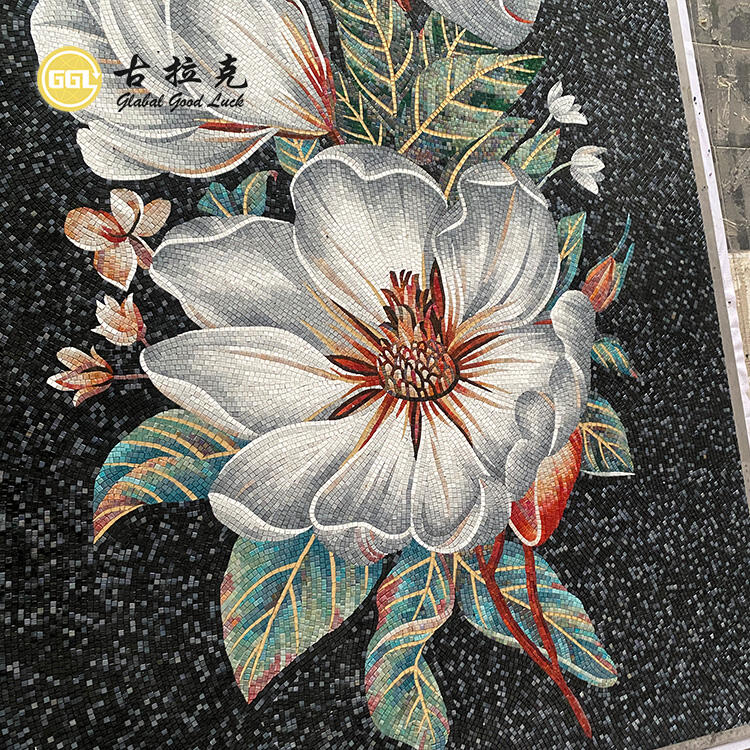 Mural Mosaic Glass Tile Flower Customized Hand-made for Wall Decor