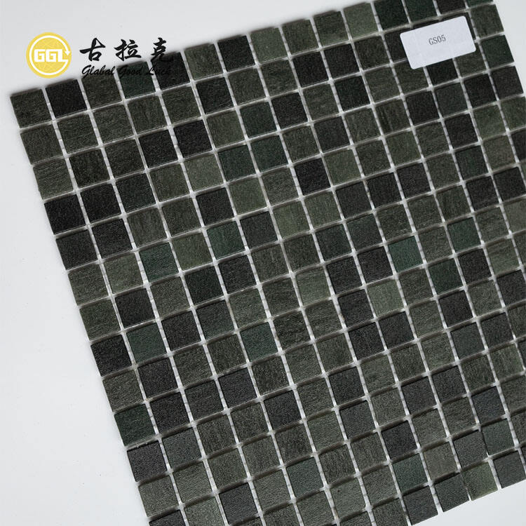 Hot Melt Iridescent Dark Green Glass Mosaic Swimming Pool Tile