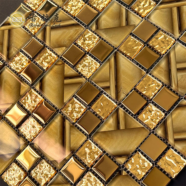 Luxury Design Glass Mosaic Tile 300*300mm Gold Mirror Surface Mosaic Tile