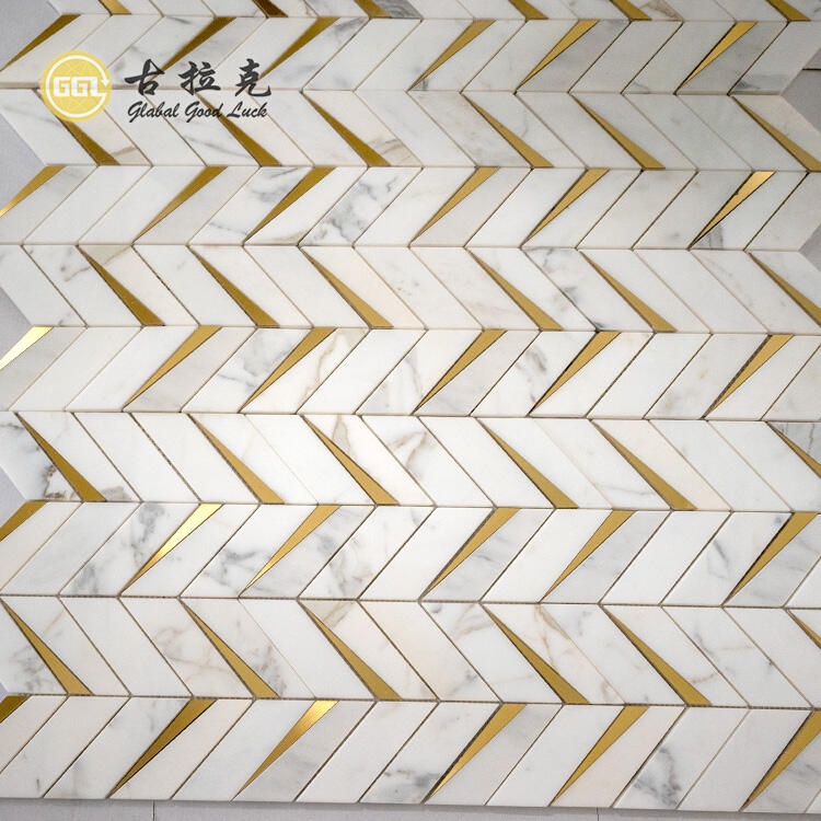 Card Gold & Copper Herringbone Tiles