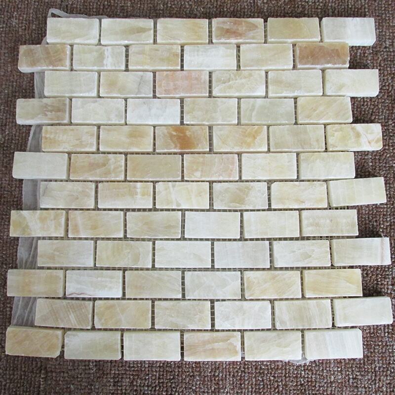 Nature Marble Honey Onyx Brick Strip Marble Mosaic Tile 