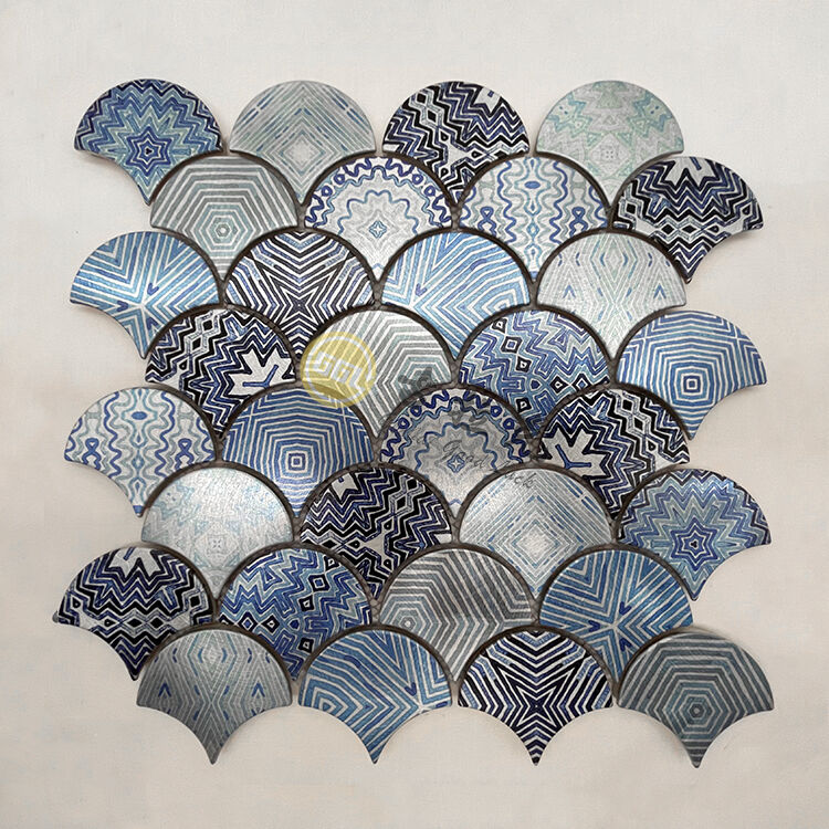 Fan Shape Stainless Steel Metal Mosaic Pattern Design For Wall Decor ...
